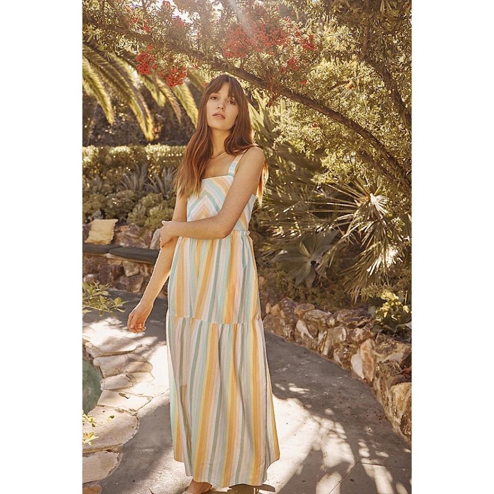 NWT SAYLOR Nandi Sleeveless Stripe Maxi Dress Rainbow Medium - Picture 3 of 12